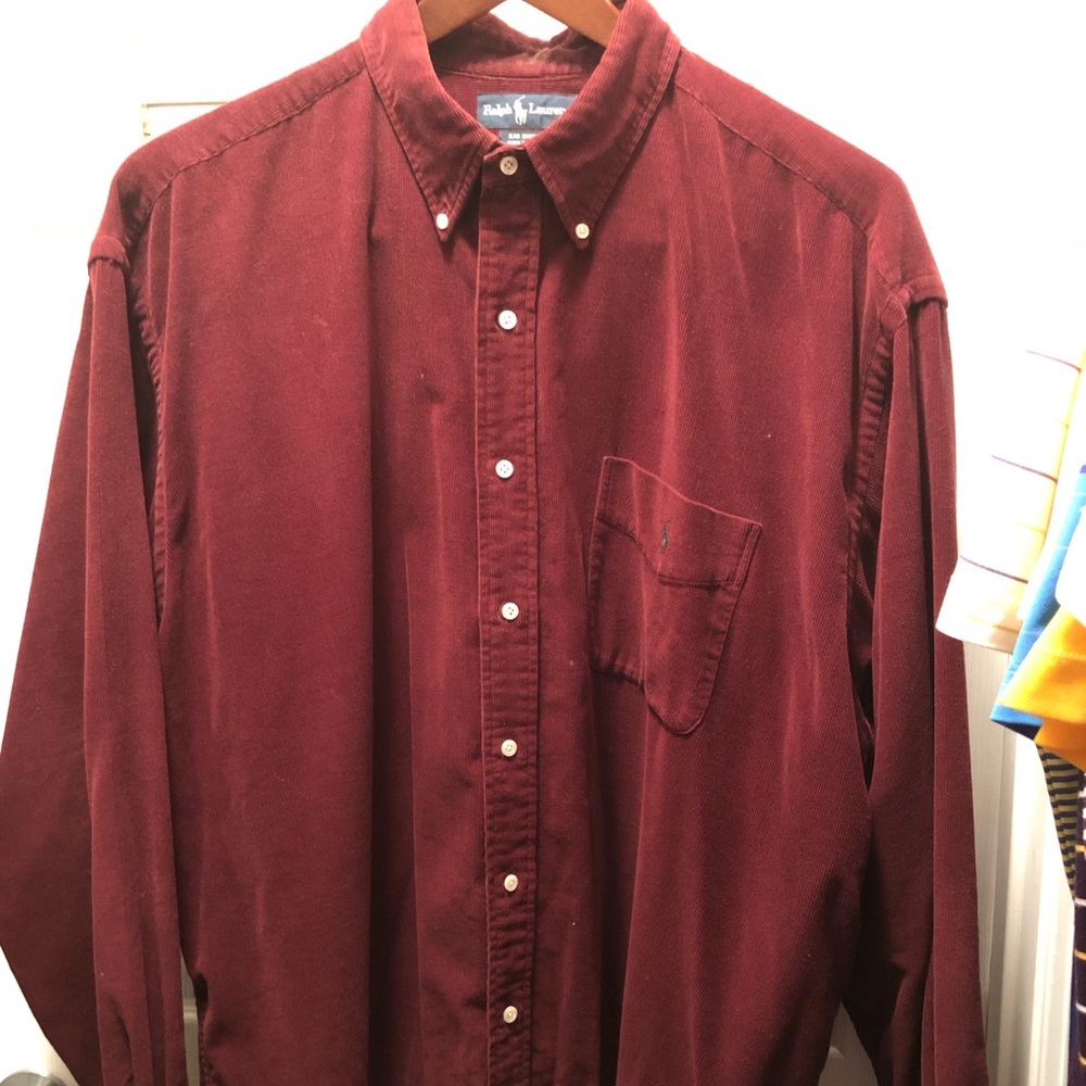 Maroon corduroy button up by Polo